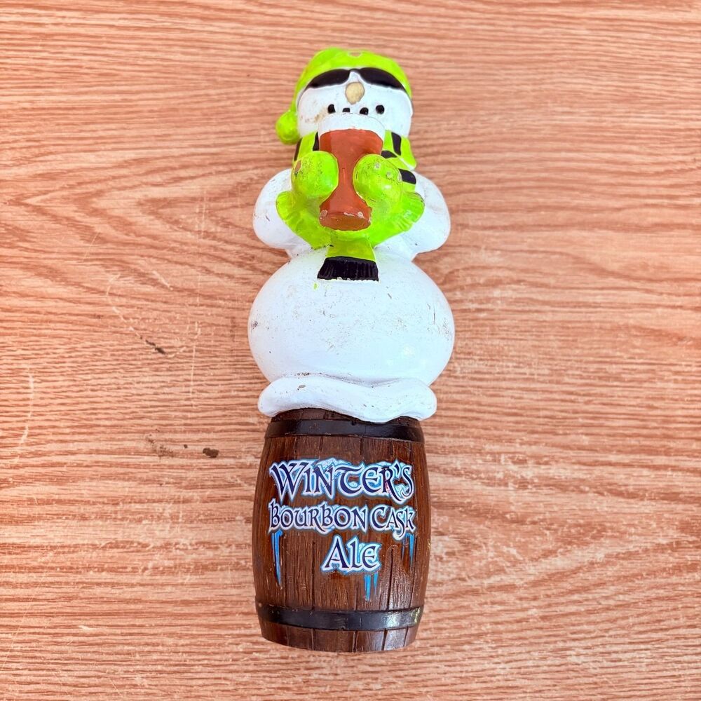 Winter's Bourbon Cask Ale Snowman Figural Beer Tap Handle Bar Pub Collectible